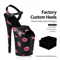 Chaussures de danse exotiques en PU, plateforme haute de 20 cm, bout ouvert, bride de cheville à boucle, chaussures de scène sexy, logo personnalisé, vente en gros