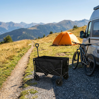 Chariot pliable tout-terrain robuste pour le camping en plein air, avec roues larges pour la plage, la pêche et les déplacements hors route