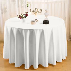Woven Europe Style Polyester <b>Round</b> Wedding <b>Tablecloth</b> Solid Color Durable Banquet Party Hotel Restaurant <b>Christmas</b> Decor - Product Image 1