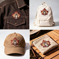 Patchs brodés personnalisés en forme de feuille d'érable vintage, à coudre ou thermocollants, pour vestes, sacs à dos, chapeaux de camping, faible MOQ d'usine