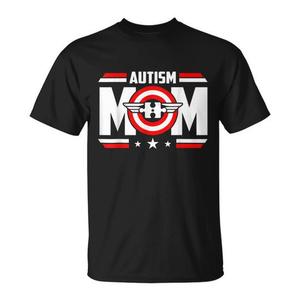 Camiseta de superhéroe para mamá de autista, manga corta, cuello redondo, estampada en serigrafía, para regalo del Día de la Madre - Product Image 1