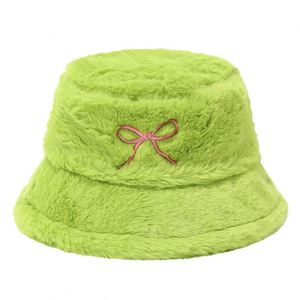 Chapeau Bob en Peluche Brodé Nœud Papillon Tendance pour Femme, Idéal Automne Hiver et Extérieur - Product Image 5