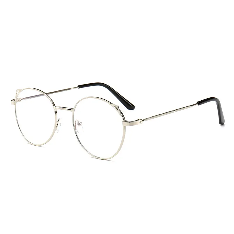 Женские очки для чтения с дужками и кошачьими ушками, очки для дальнозоркости, модные голубые металлические очки с защитой от переменного тока в Корейском стиле, 7733