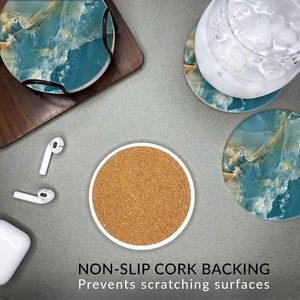Sottobicchieri Set di 6 sottobicchieri assorbenti con supporto in marmo stile mare per tavolino da caffè - Product Image 4