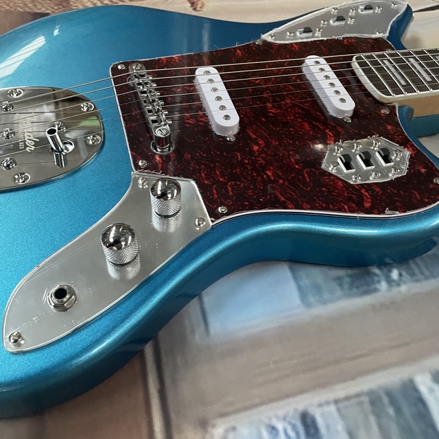 Metal Blue Custom Jazz Master Mahogany Body Rosewood Fretboard 6-String Solid Body Roasted Maple Neck Electric Guitar