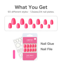 Fournisseur d'usine de faux ongles OEM ODM – 24 faux ongles rose vif à presser – Qualité supérieure et design confortable – Logo personnalisé et motifs tendance