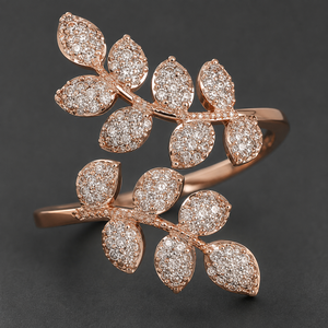 Leaf Wheat Ear <b>Adjustable</b> <b>Ring</b> for Women Elegant Fashion Finger Jewelry - Product Image 5