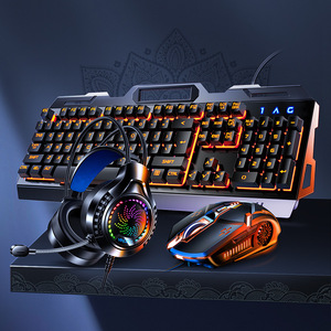 V2G5 trois pièces USB filaire RGB rétro-éclairé Plug Play accessoires d'ordinateur de jeu <span class=keywords><strong>mécanique</strong></span> sensation métal <span class=keywords><strong>clavier</strong></span> souris casque pour - Product Image 1