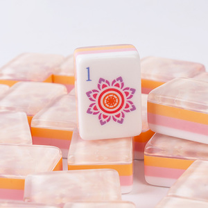 Custom Model blush peach layered edges 4-Tier American <b>Mahjong</b> 160 Acrylic Tiles with Pearl Print Design Eco-Friendly Durable - Product Image 4