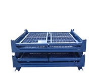 Conteneur de stockage industriel en métal pliable et empilable pour entrepôt, cage de stockage de marchandises en treillis métallique
