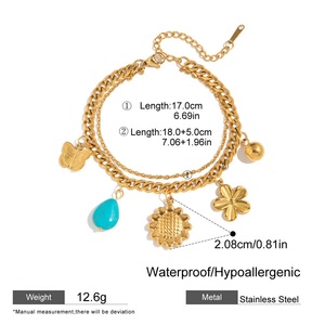 Colección de verano Acero inoxidable Impermeable 18K Oro Mariposa Girasol Colgante Multi-Elemento Moda Encanto para pulsera - Product Image 6