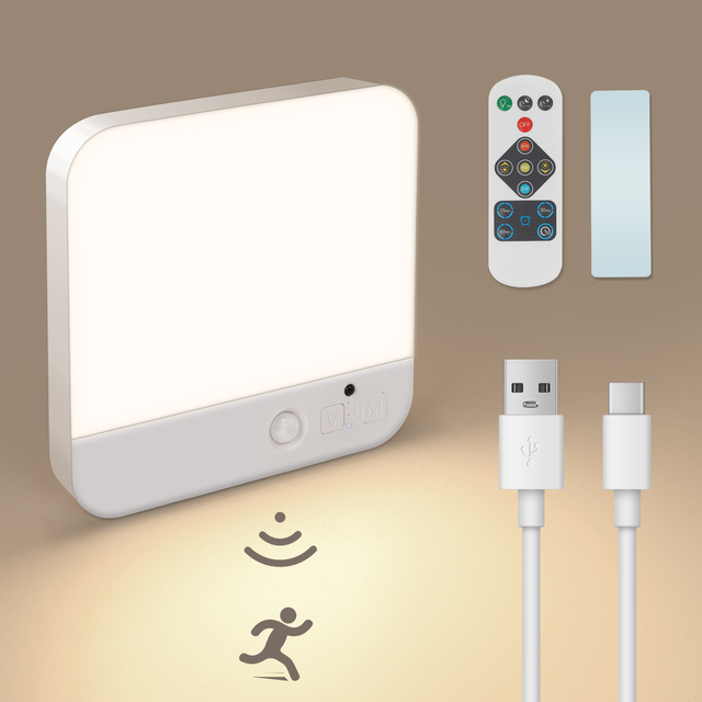 Rechargeable LED Motion Sensor Light Modern Eco-Friendly Indoor Ceiling & Wall Lights Magnetic Mount Dimmable Remote Control