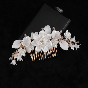Descuento duro cerámica flor nupcial peines de pelo al por mayor mujeres accesorios boda peines de pelo - Product Image 5