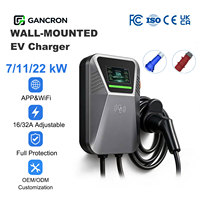 Station de recharge domestique pour véhicules électriques GANCRON DLB, montage mural EVSE 7kW 11kW 22kW, WiFi, équilibrage dynamique de la charge et gestion de l'énergie