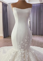 Robe de mariée sirène de luxe Ocstrade sans bretelles avec lacets, appliques florales 3D, traîne longue, robe de mariée sur mesure