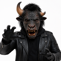 Costume d'animal réaliste en latex, tête de taureau monstre, drôle et amusant, avec cornes, pour Halloween, cosplay, fête, adultes, écologique, durable