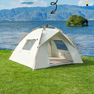 Modèle d'usine personnalisé Oem Easy One Touch Tente de camping extérieure automatique 210D Oxford <span class=keywords><strong>Camptown</strong></span> Beige avec deux fenêtres - Product Image 5