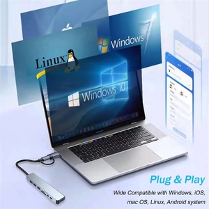 Hub <span class=keywords><strong>USB</strong></span> <span class=keywords><strong>C</strong></span> 8-en-1 en aluminium 3.0 avec lecteur de cartes SD/TF et prise casque auxiliaire 3,5 mm pour Pro Air More PC/Ordinateur portable/Tablette - Product Image 6