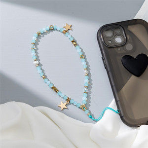 Chaîne de téléphone portable en acrylique tendance avec pendentif étoile, cordon perlé pour téléphone, lanière de suspension pour femme, <span class=keywords><strong>bijoux</strong></span> pour iPhone 18 - Product Image 5