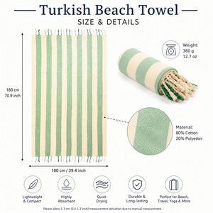 Custom Cotton Turkish Quick Dry Lightweight Sand Free Peshtemal Towel for Beach Travel Pool Yoga Picnic - Product Image 2