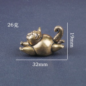 Décoration de table en laiton Chat gras, petite sculpture de chat mignon en cuivre, artisanat amusant pour la décoration intérieure, ornement rétro pour animal de compagnie de thé - Product Image 6