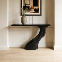 Table console Silhouette bio, finition mate foncée, meuble d'appoint sinusoïdal pour couloir, piédestal moulé futuriste, pédiment d'intérieur de luxe