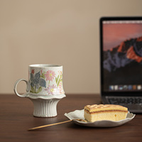 Offre Spéciale : Ensemble Tasse et Soucoupe à Café en Porcelaine Style Jardin Français, Design Floral Minimaliste Moderne, Compatible Lave-Vaisselle et Micro-ondes, pour le Thé
