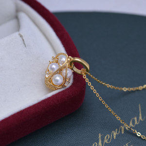 Collar de Perlas Blancas de Agua Dulce de 6-7 mm para Mujer, Plata de Ley S925 con Pequeña Perla Dorada Separada, Estilo Coreano - Product Image 3