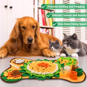 Grand tapis de reniflement pour animaux de compagnie avec poches cachées pour la nourriture, jouets interactifs pour chiens, tapis de reniflement en feutre durable pour une alimentation lente - Product Image 2