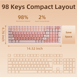 Teclado Mecánico ZORNHER ZH980 95% Foundation <span class=keywords><strong>Pink</strong></span> Creamy con Teclado Numérico, Teclas Jelly Bonitas, Interruptores Lineales RGB Retroiluminados Intercambiables en Caliente - Product Image 4