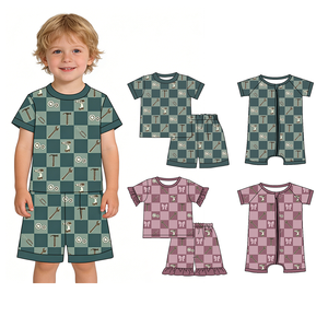 สั่งจองล่วงหน้า Moq 5 ชิ้น เสื้อผ้าเด็กผู้ชายผู้หญิงลายสก็อต สไตล์ฤดูร้อน ขายส่ง เสื้อผ้าคุณภาพสูงสำหรับพี่น้อง เสื้อผ้าเด็กจากโรงงาน - Product Image 1