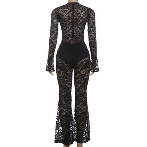 Viviblook Z0107JP Nuevo Mono Casual para Mujer con Hebilla Metálica, Encaje, Transparente, Calado, Sexy - Product Image 5