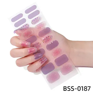 Custom Packing Factory Price Gel Nail Wraps Semi Cured Nails Polish Sticker French Style UV Gel Nail Sticker