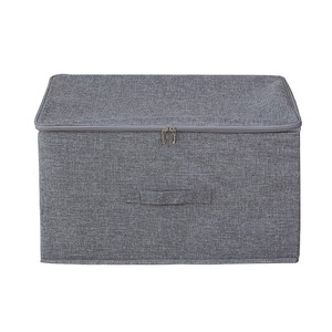 Cotton Linen Zippered <b>Storage</b> <b>Box</b> Rectangle Gray <b>Beige</b> Foldable Fabric Organizer Clothing <b>Storage</b> Multi Purpose - Product Image 4