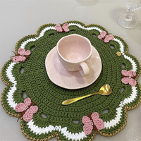 Nouveaux sets de table papillon européens et américains faits main au crochet, sous-verres inclus