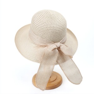 Sombrero de Paja para Mujer, Estilo Floppy, Protección Solar para la Playa, Ala Ancha, Lazo de Cinta, Plegable, Hierba Natural, 56-58CM, Moda de Verano - Product Image 5