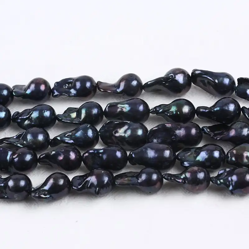 15-20mm AAAA Freshwater baroque pearl strand black pearls string