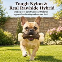 Jouet à mâcher pour chien en forme d'arche osseuse, en nylon et cuir brut, jouet à mâcher pour nettoyer les dents pour chiens de petite et moyenne taille