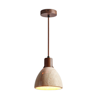 Luminaire suspendu LED en travertin jaune Stone Element, lumière chaude 3000K, commande par interrupteur, garantie 1 an, utilisation en chambre, style Wabi-Sabi