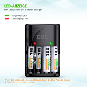 EBL Rechargeable AA Aaa Battery Charger for AA 9V Ni-MH Ni-CD Rechargeable Batteries - Product Image 5
