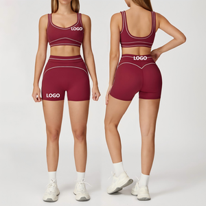 Nouvelles femmes grande taille respirant Gym Pilates Yoga Sports Fitness 2 pièces ensemble avec motif solide écologique - Product Image 1