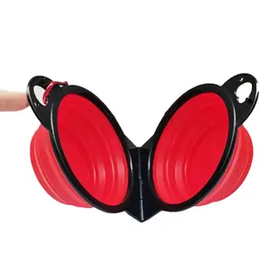 Tazón de viaje de silicona para perros, 2 en 1, doble tazón plegable para comida y agua, para caminar al aire libre, acampar y viajar, 1 ud. - Product Image 4