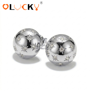 LUCKYJIU Fabricant de bijoux personnalisés, boucles d'oreilles en acier inoxydable plaqué or 18 carats, incrustées de cristaux en forme d'étoile, étanches - Product Image 2