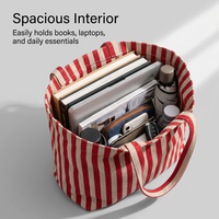 Sac de shopping en toile de coton personnalisé Royal Fair avec logo, grande capacité, sac fourre-tout rayé, pochette de plage, sac de rangement, sac de voyage pour femmes