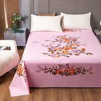 Ensemble de draps de lit California King en coton, style américain, motif floral, fleurs volumineuses, lumineux