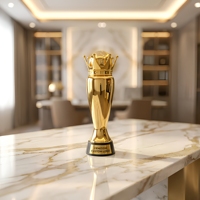 Trophée en métal de luxe personnalisé et durable avec gravure, finition plaquée, pour le football, idéal pour les récompenses de championnats sportifs