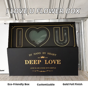 INUNION Scatola Regalo a Forma di Lettera 'I Love U' in Cartone Ondulato con Schiuma Floreale, Foglia d'Oro per la Festa della Mamma, Materiali Riciclati Ecologici - Product Image 2