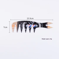 Peigne à cheveux double face en plastique à dents larges, style vintage imprimé pour hommes, idéal pour les coiffures slick-back et aviateur