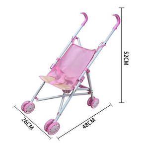 Cheap Baby Doll Cochecito Juego de rol Simulación Muebles plegables Muñeca <span class=keywords><strong>Carrito</strong></span> de compras Set - Product Image 2
