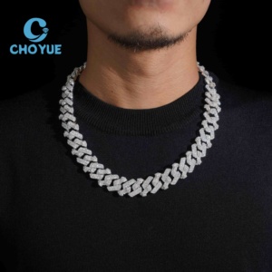 ลดราคาพิเศษ สร้อยคอเงินแท้ S925 ขนาด 18 มม. แบบ Cuban Link 2 แถว ประดับเพชรโมอิสซาไนต์ สไตล์ฮิปฮอป เครื่องประดับคุณภาพสูง สร้อยคอผู้ชาย ผ่านการทดสอบเพชร GRA - Product Image 5